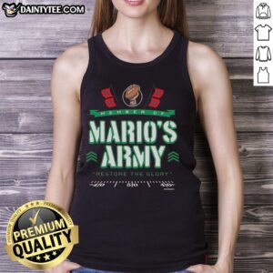 Good Miami Hurricanes member of Mario's Army wearing a Restore the Glory tank top, showcasing team spirit and pride.