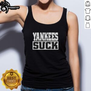 Original Yankees Suck Tank Top featuring bold lettering, perfect for baseball fans showing team spirit.