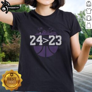 Good Los Angeles Lakers 24 Over 23 Ladies Tee featuring vibrant colors and team logo for stylish fan apparel.