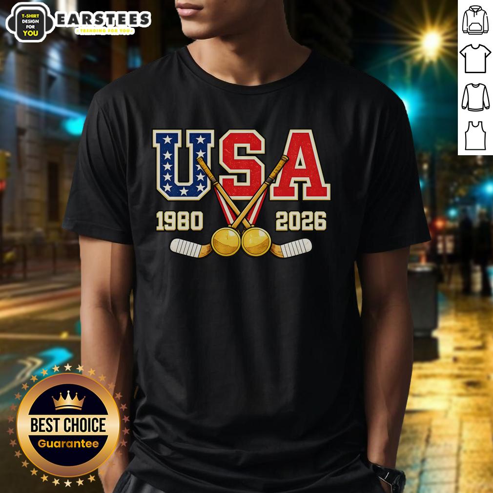 good-1980-and-2026-hockey-vintage-usa-champions-t-shirt Vintage USA Champions T-Shirt featuring hockey designs from 1980 and 2026, celebrating sports history and team spirit.