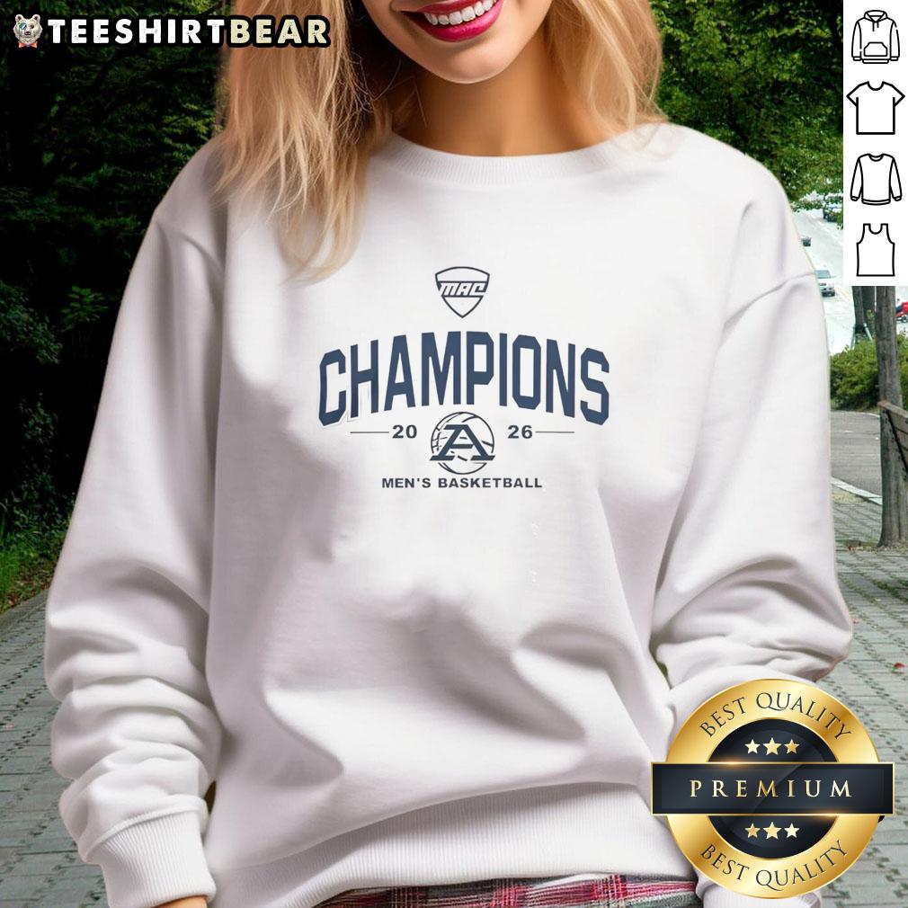 good-akron-zips-mac-2026-mens-basketball-champions-sweatshirt Good Akron Zips MAC 2026 Men's Basketball Champions sweatshirt in navy blue, featuring team logo and championship graphics.
