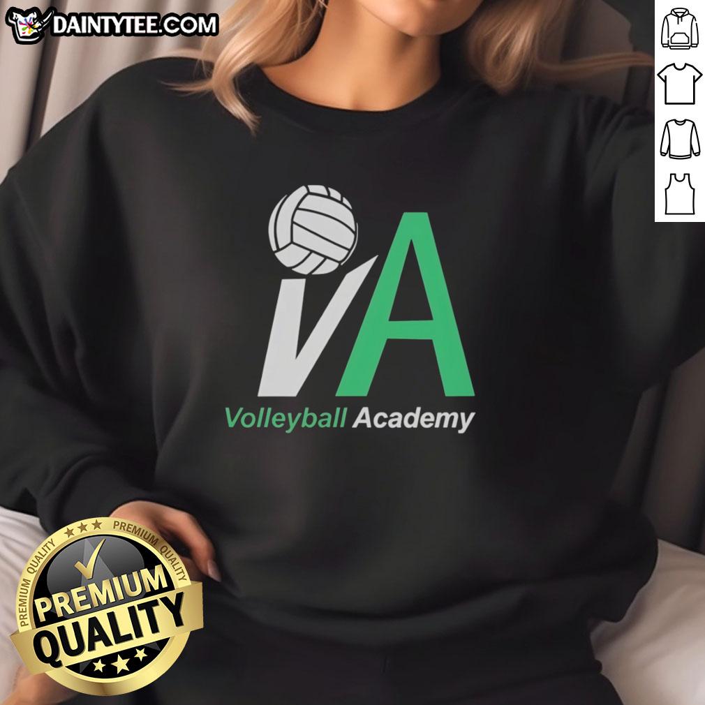 good-american-sweatshop-daisy-moriarty-volleyball-academy-sweatshirt Good American Sweatshop sweatshirt featuring Daisy Moriarty Volleyball Academy logo, perfect for sports enthusiasts.