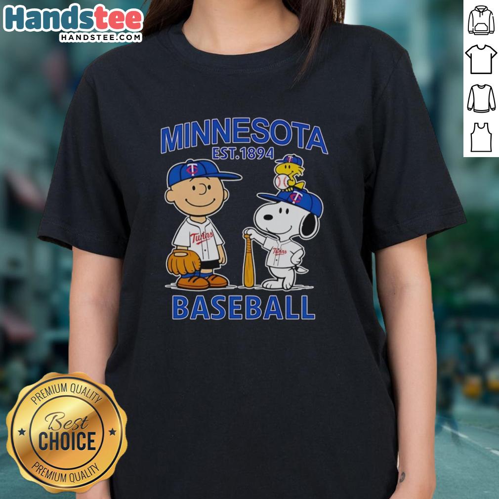 good-charlie-brown-snoopy-and-woodstock-with-minnesota-twins-baseball-jersey-est-1894-ladies-tee Good Charlie Brown, Snoopy, and Woodstock in Minnesota Twins baseball jersey, Est. 1894, on a stylish ladies tee.