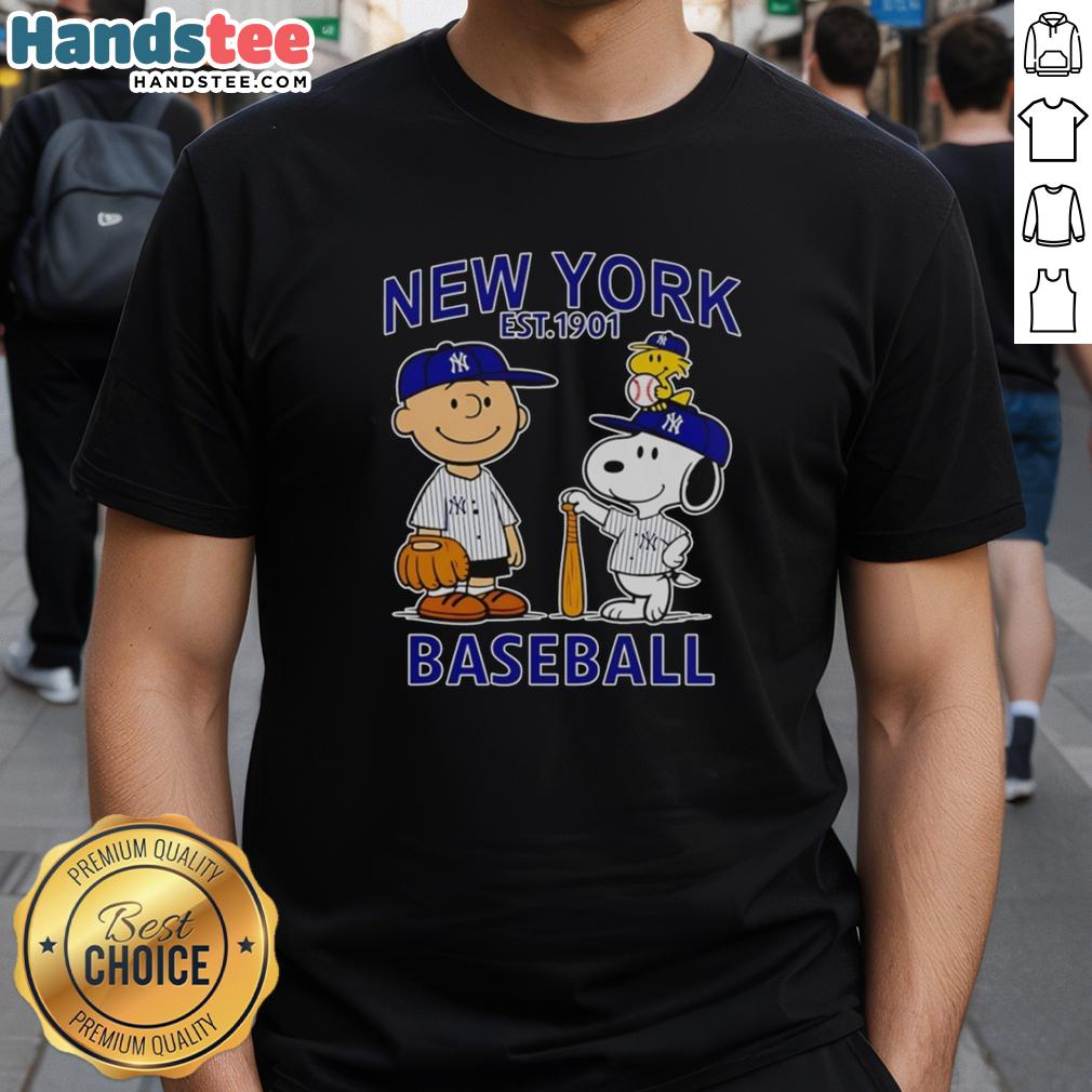 good-charlie-brown-snoopy-and-woodstock-with-new-york-yankees-baseball-jersey-est-1901-t-shirt-1 Alt Text: Good Charlie Brown, Snoopy, and Woodstock wearing a New York Yankees baseball jersey t-shirt established 1901.