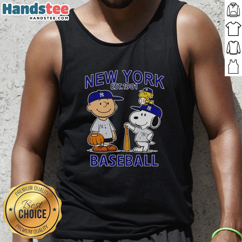 good-charlie-brown-snoopy-and-woodstock-with-new-york-yankees-baseball-jersey-est-1901-tank-top Alt Text: Charlie Brown, Snoopy, and Woodstock wearing a New York Yankees baseball jersey tank top, Est. 1901.