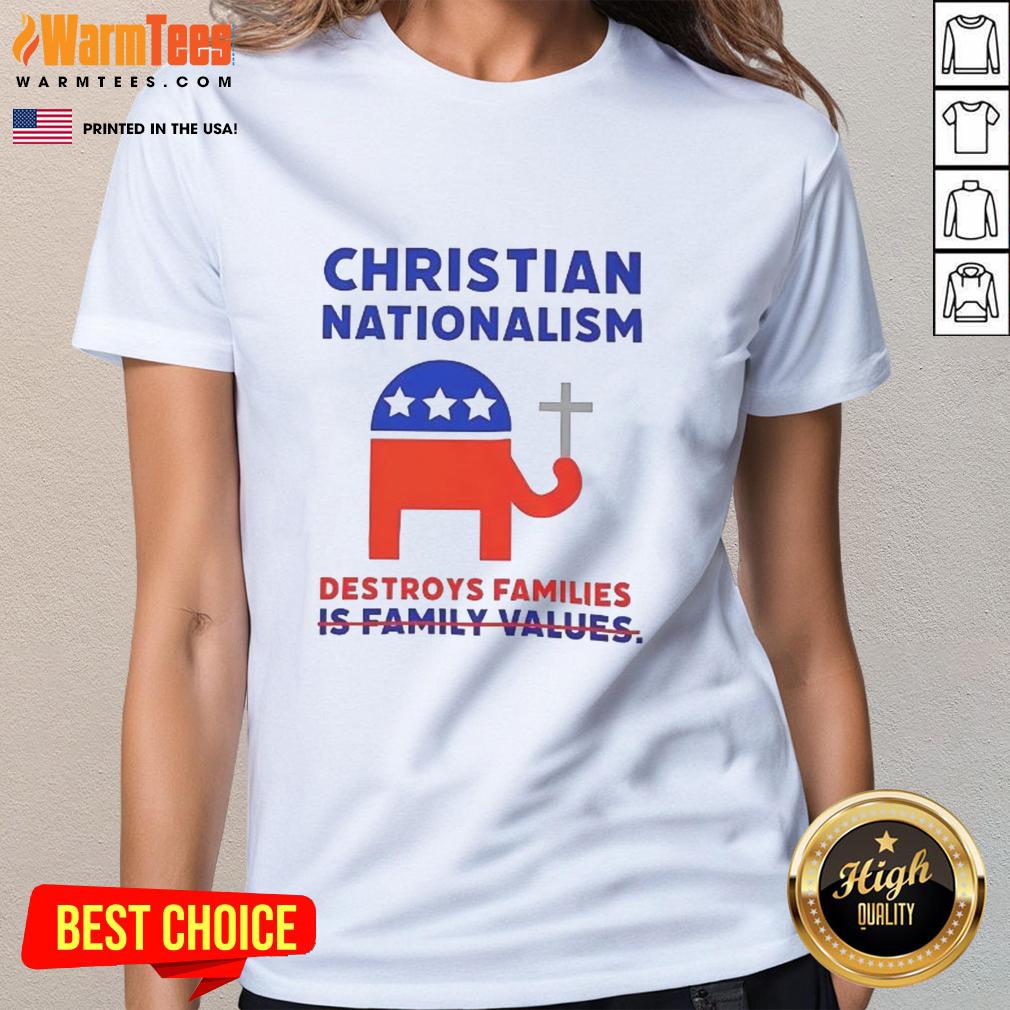 good-christian-nationalism-destroys-families-ladies-tee Good Christian Nationalism Destroys Families Ladies Tee shirt design featuring bold text and a modern style.