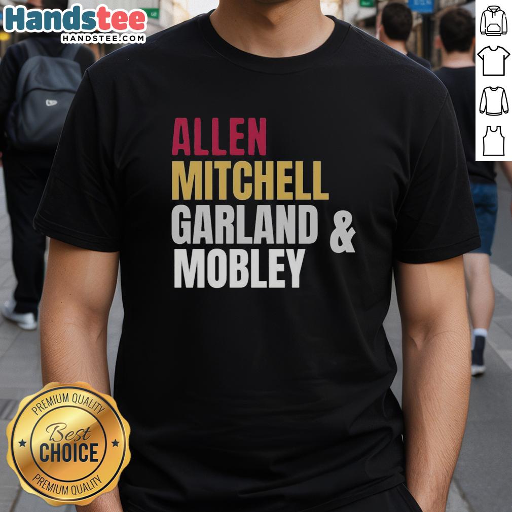 good-cleveland-cavaliers-basketball-starting-four-allen-mitchell-garland-and-mobley-t-shirt Alt Text: Cleveland Cavaliers T-Shirt featuring starting four players: Allen, Mitchell, Garland, and Mobley for basketball fans.