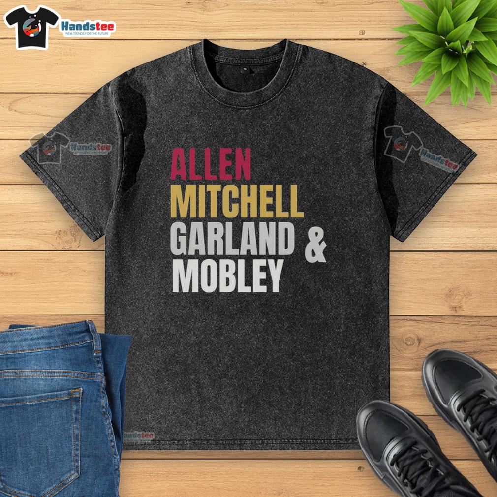 good-cleveland-cavaliers-basketball-starting-four-allen-mitchell-garland-and-mobley-washed-t-shirt Cleveland Cavaliers basketball starting four in washed T-shirts: Allen, Mitchell, Garland, and Mobley ready for the game.