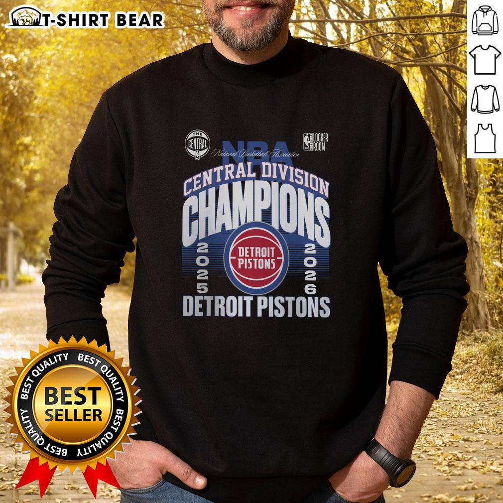 Good Detroit Pistons 2026 Central Division Champions Locker Room Sweatshirt Alt Text: 2026 Central Division Champions sweatshirt celebrating the Detroit Pistons, displayed in a locker room setting.