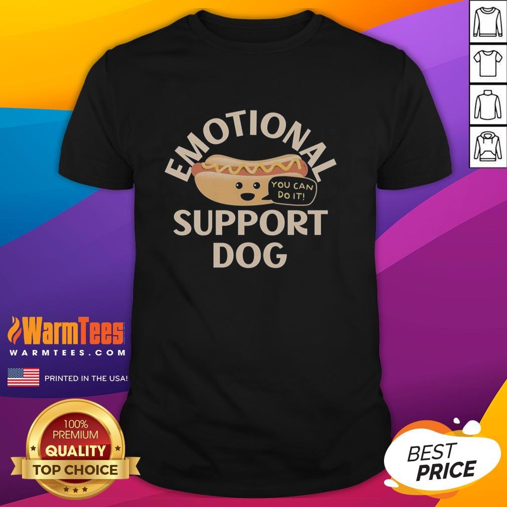 good-emotional-support-dog-hot-dog-t-shirt Good Emotional Support Dog Hot Dog T-Shirt featuring a playful hot dog design, perfect for pet lovers and emotional support pets.