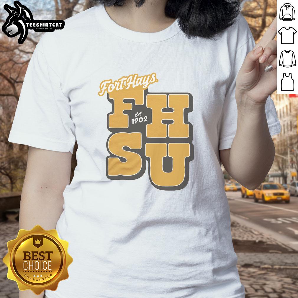 good-fort-hays-est-1902-gold-ladies-tee Good Fort Hays Est 1902 gold ladies tee featuring a stylish design, perfect for casual wear and showcasing school spirit.
