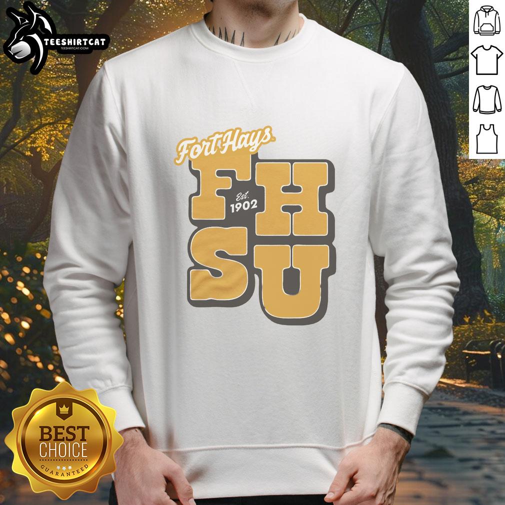 good-fort-hays-est-1902-gold-sweatshirt Good Fort Hays Est 1902 gold sweatshirt featuring a classic design for alumni and fans of Fort Hays State University.