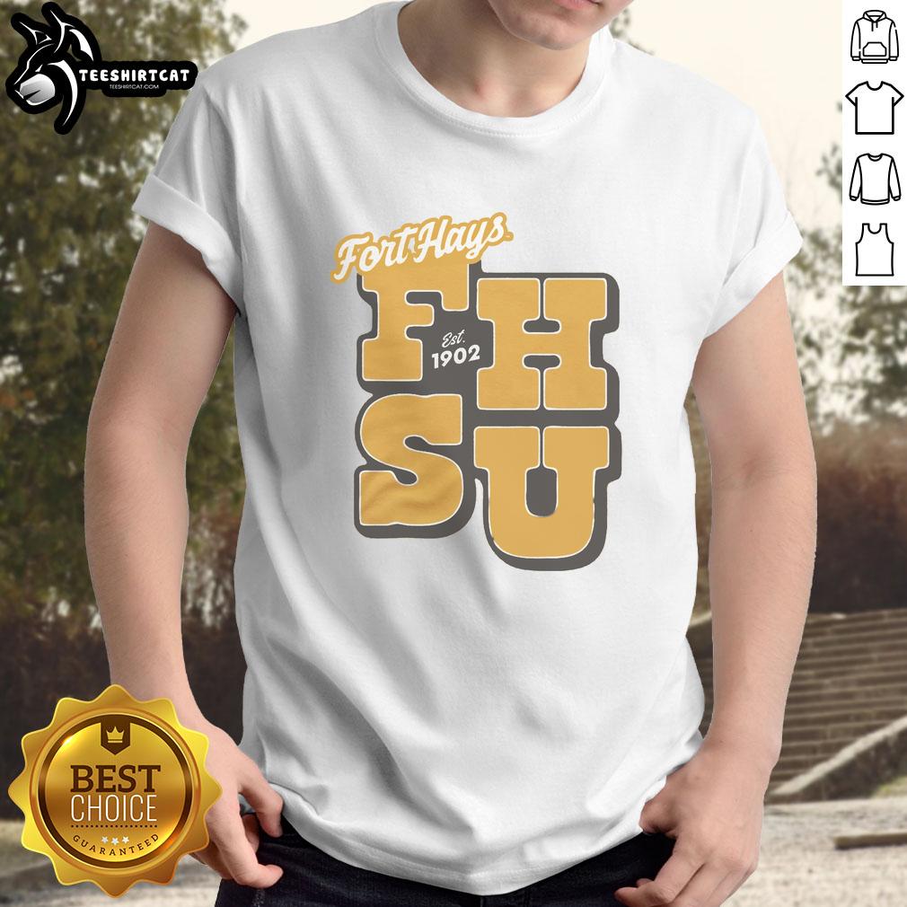 good-fort-hays-est-1902-gold-t-shirt Good Fort Hays Est 1902 gold t-shirt featuring a stylish design celebrating Fort Hays State University.