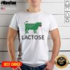 Good Lactose Cow Parody Logo T-Shirt featuring a playful cow illustration and fun typography for lactose lovers.
