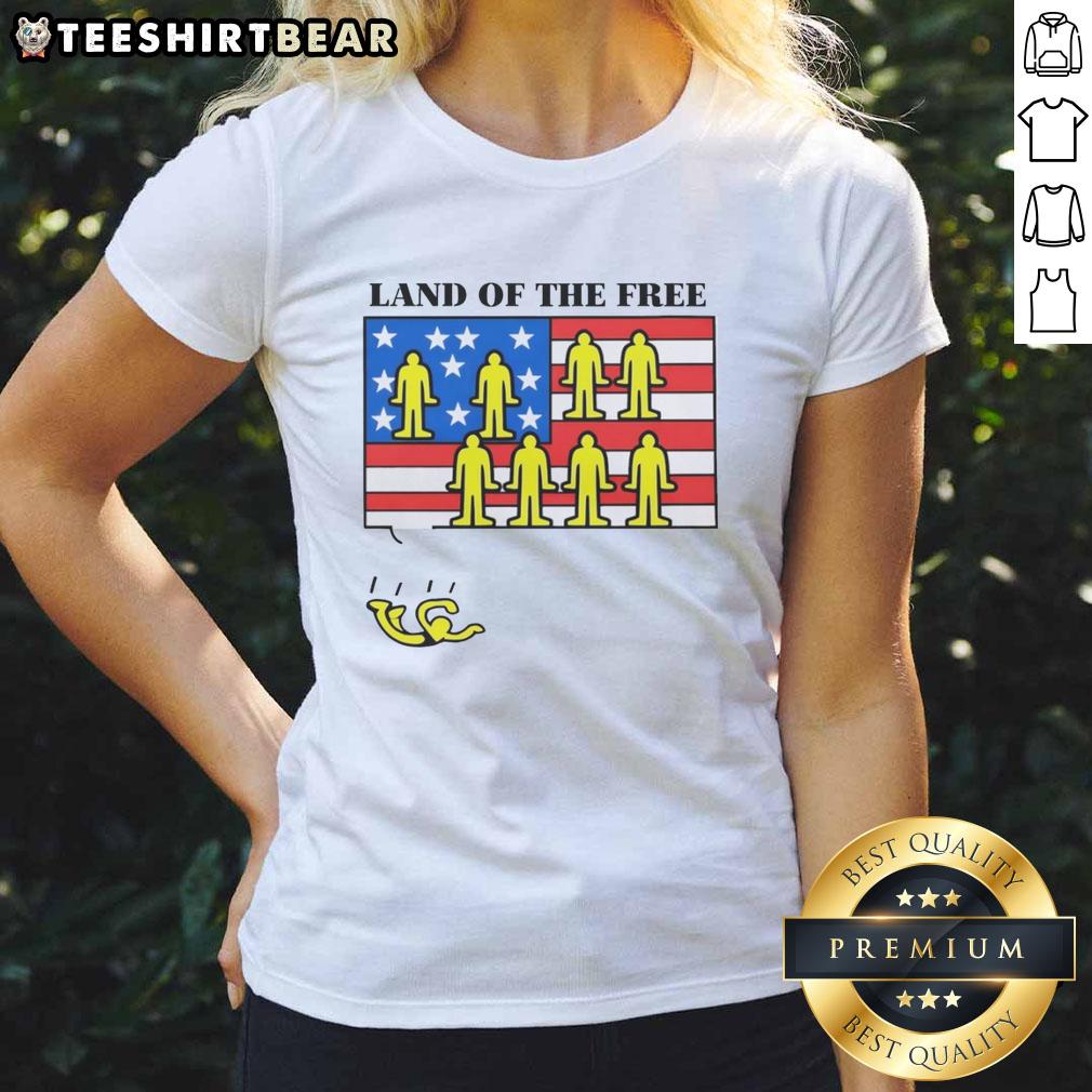 good-land-of-the-free-usa-flag-ladies-tee Good Land of the Free USA Flag ladies tee featuring a vibrant American flag design, perfect for patriotic fashion.
