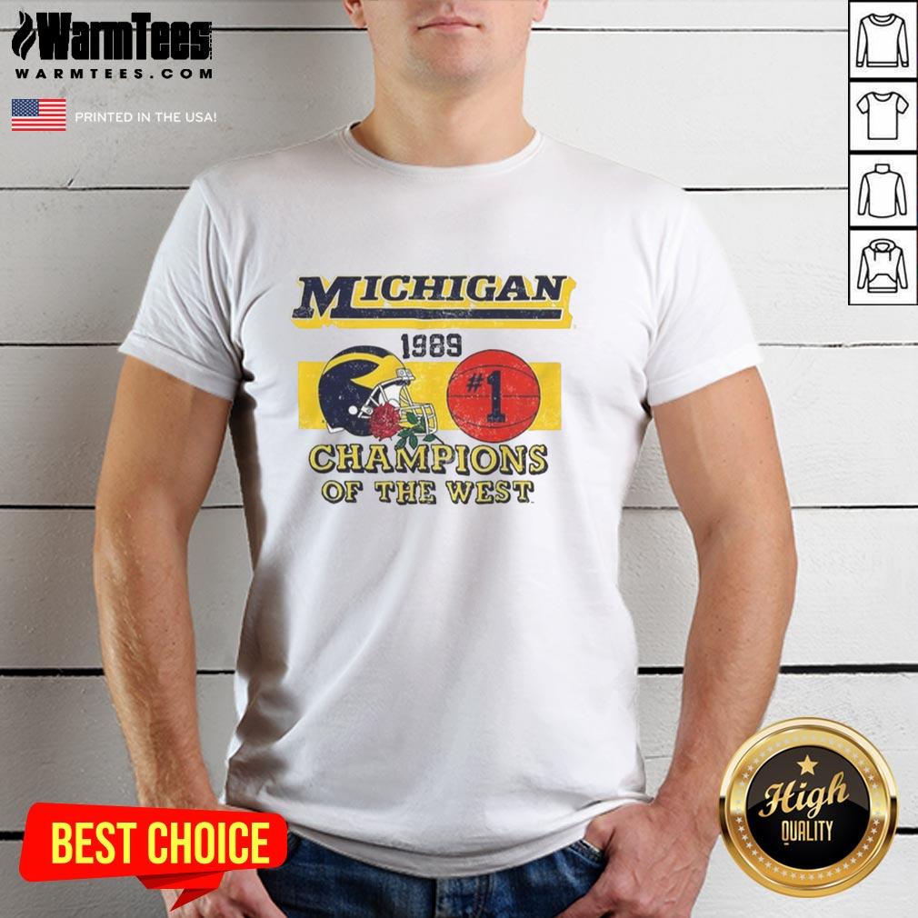 good-michigan-wolverines-ncaa-1989-champions-of-the-west-vintage-t-shirt Alt Text: Vintage 1989 Michigan Wolverines NCAA Champions of the West T-Shirt showcasing bold team graphics and classic style.