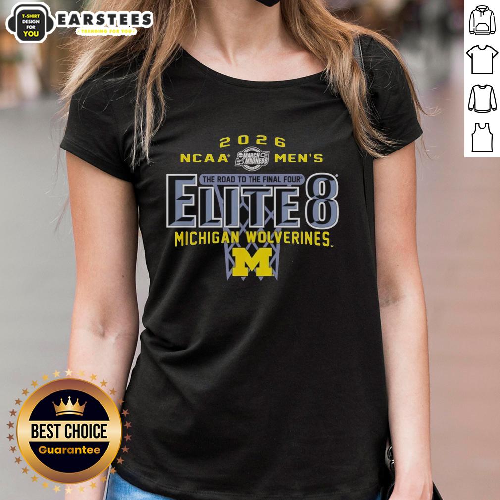good-michigan-wolverines-ncaa-mens-basketball-elite-8-2026-the-road-to-the-final-four-ladies-tee Good Michigan Wolverines NCAA Men's Basketball Elite 8 2026 tee for ladies showcasing team spirit and Final Four aspirations.