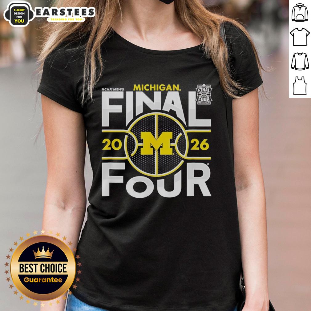 good-michigan-wolverines-ncca-final-four-2026-mens-march-madness-ladies-tee Good Michigan Wolverines NCAA Final Four 2026 men's March Madness ladies tee featuring team colors and logo.