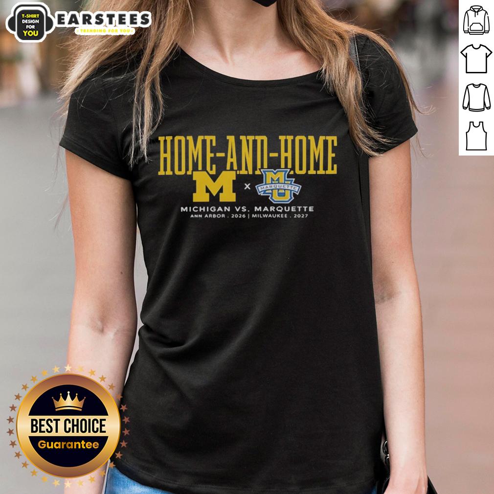 good-michigan-wolverines-vs-marquette-golden-eagles-home-and-home-ann-arbor-2026-milwaukee-2027-ladies-tee Michigan Wolverines vs Marquette Golden Eagles home and home series ladies tee for Ann Arbor 2026 and Milwaukee 2027.