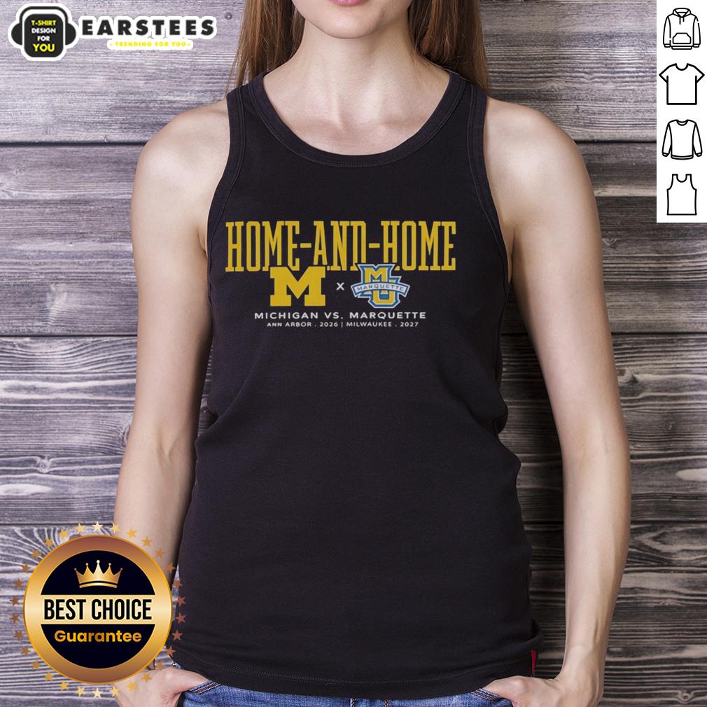 good-michigan-wolverines-vs-marquette-golden-eagles-home-and-home-ann-arbor-2026-milwaukee-2027-tank-top 2026 Michigan Wolverines vs Marquette Golden Eagles tank top featuring home and home match designs for Ann Arbor and Milwaukee.