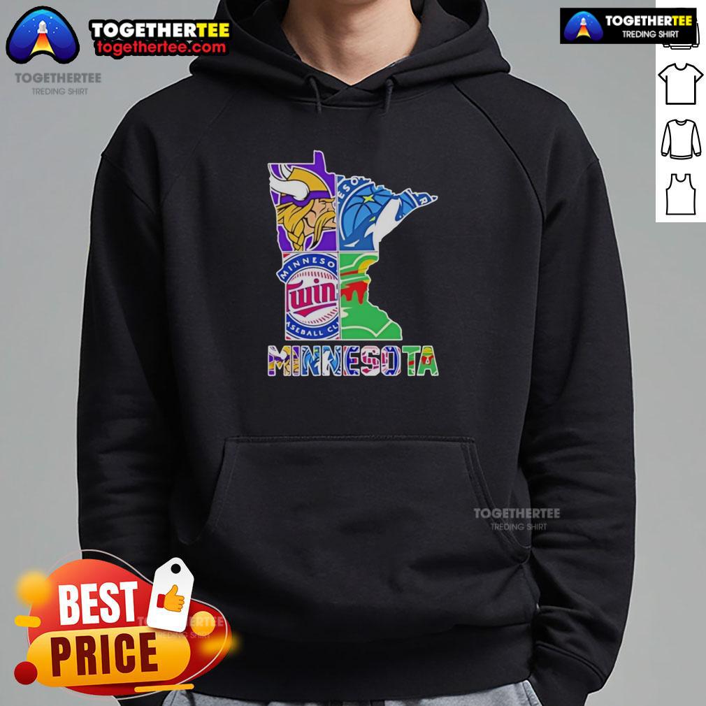 Good Minnesota Sports Teams Graphic Transfer State Hoodie Good Minnesota Sports Teams Graphic Transfer State Hoodie featuring vibrant team logos and colors, perfect for fans.