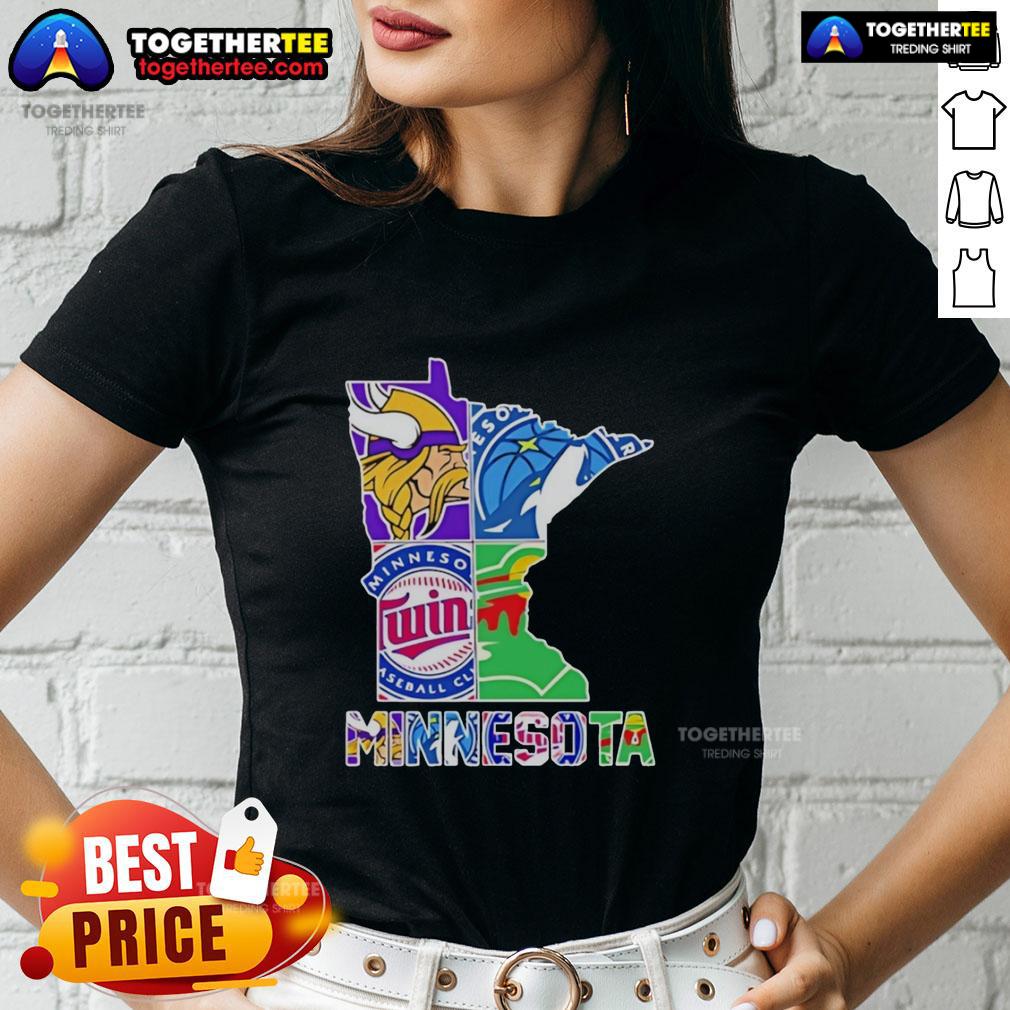 Good Minnesota Sports Teams Graphic Transfer State Ladies Tee Good Minnesota Sports Teams graphic on a ladies tee showcasing state pride and team spirit.