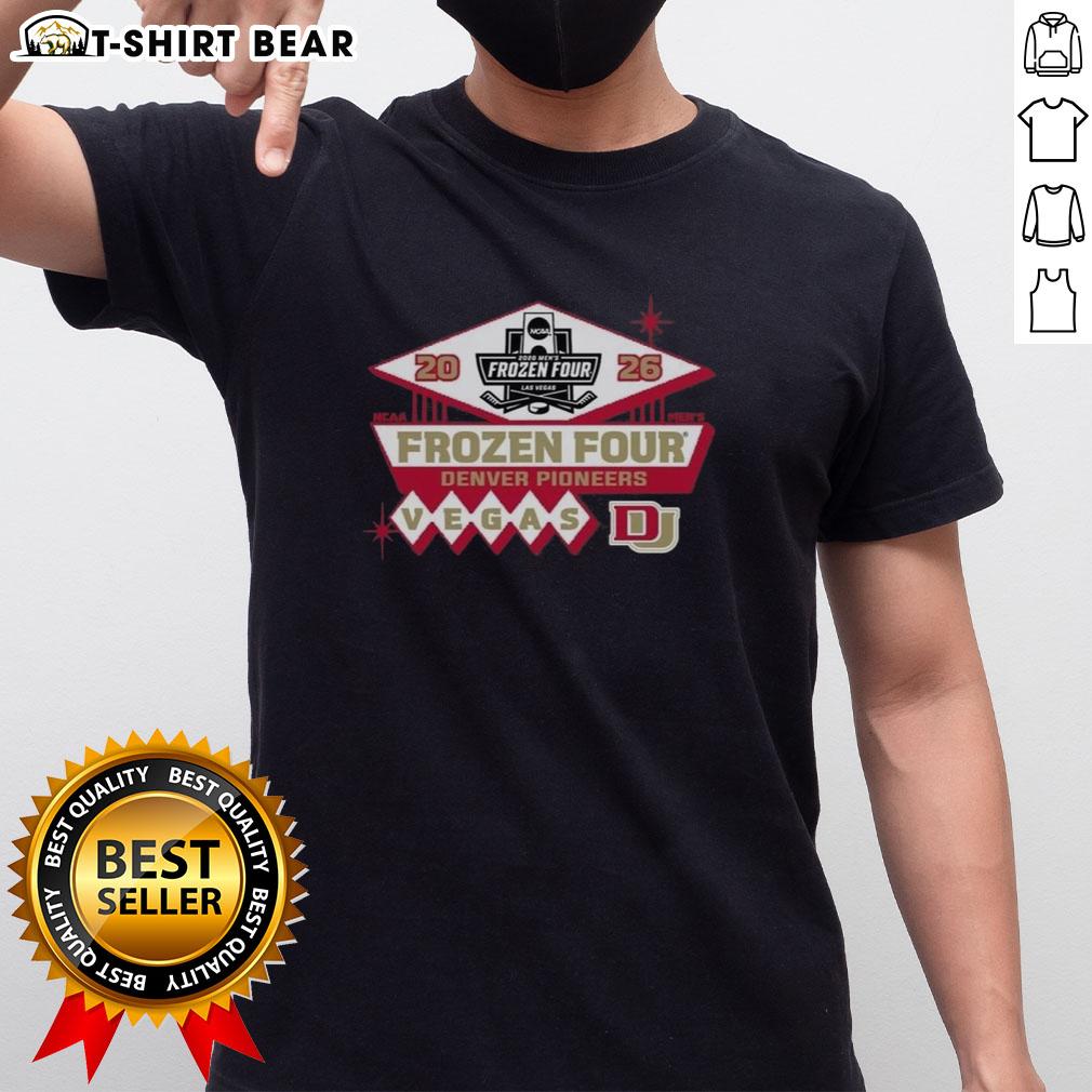 Good Official Denver Pioneers Men'S Ice 2026 Ncaa Hockey Frozen Four T Shirt Alt Text: Good Official Denver Pioneers Men's Ice 2026 NCAA Hockey Frozen Four T-Shirt featuring team logo and vibrant design.