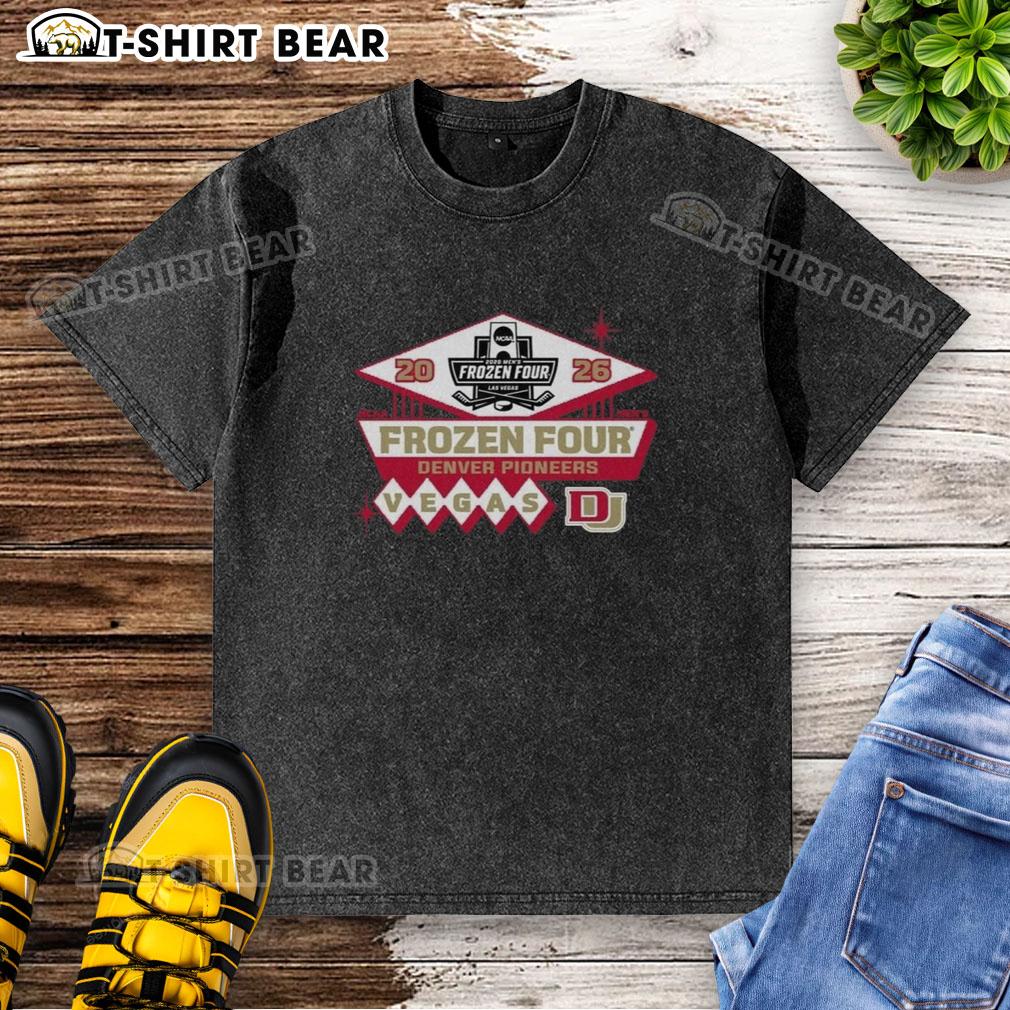 Good Official Denver Pioneers Men's Ice 2026 Ncaa Hockey Frozen Four Washed T-Shirt Denver Pioneers Men's Ice Hockey 2026 NCAA Frozen Four washed t-shirt featuring team logo and vibrant colors.
