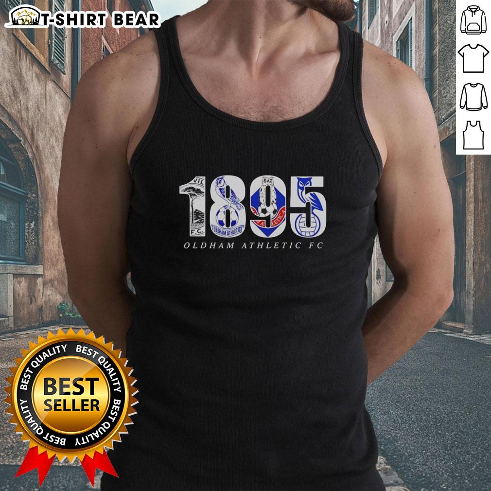 Good Oldham Adult Fc 1895 Logo Tank Top Good Oldham Adult FC 1895 logo on a stylish tank top, perfect for fans of vintage football apparel.