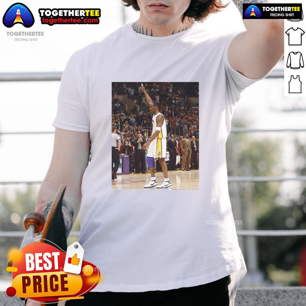 Good Pau Gasol Wearing Kobe Bryant T Shirt Pau Gasol smiling while wearing a Kobe Bryant T-shirt, showcasing friendship and respect between the NBA legends.