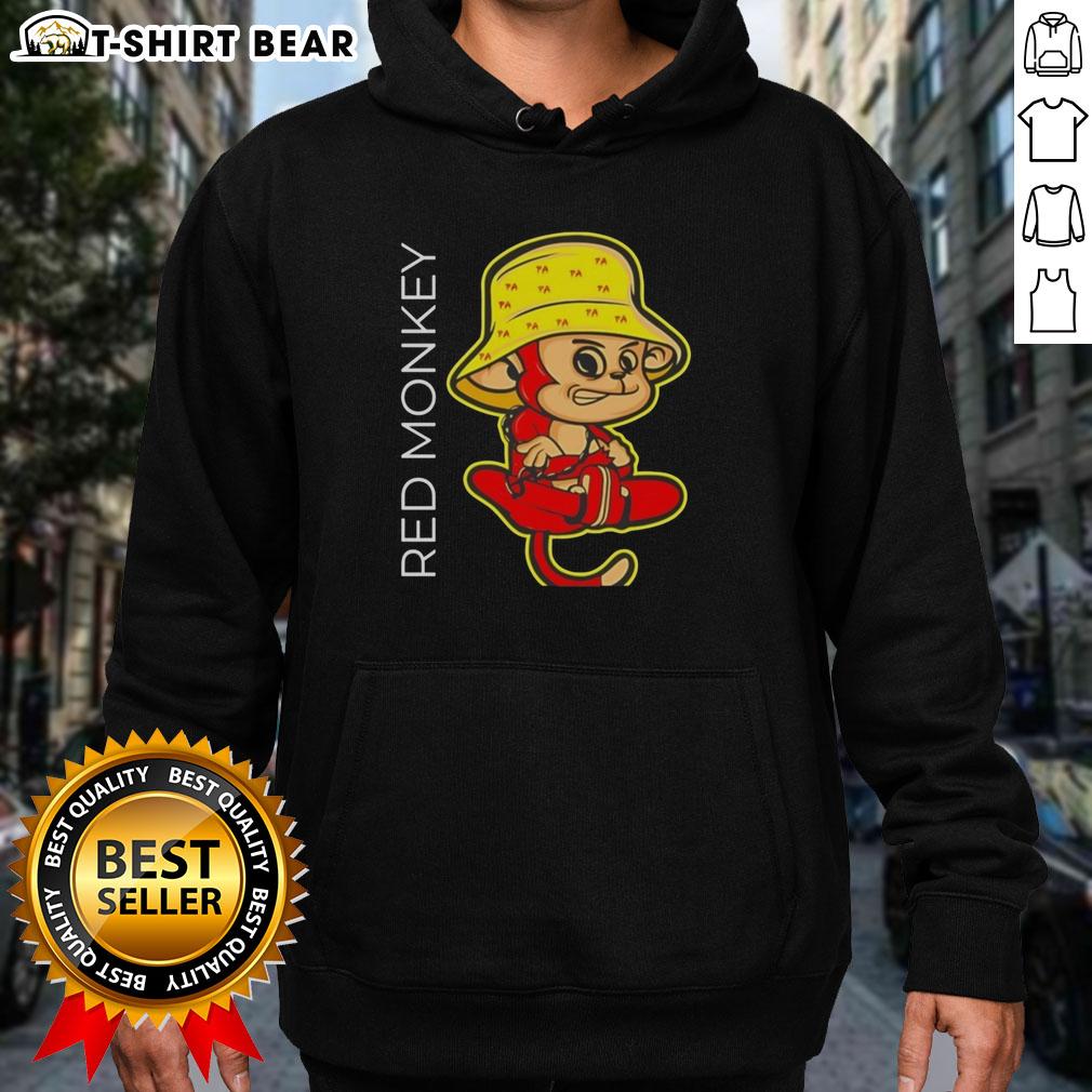 Good Red Monkey Angry Hoodie Good Red Monkey wearing an angry hoodie, showcasing a playful style and vibrant colors for animal lovers.