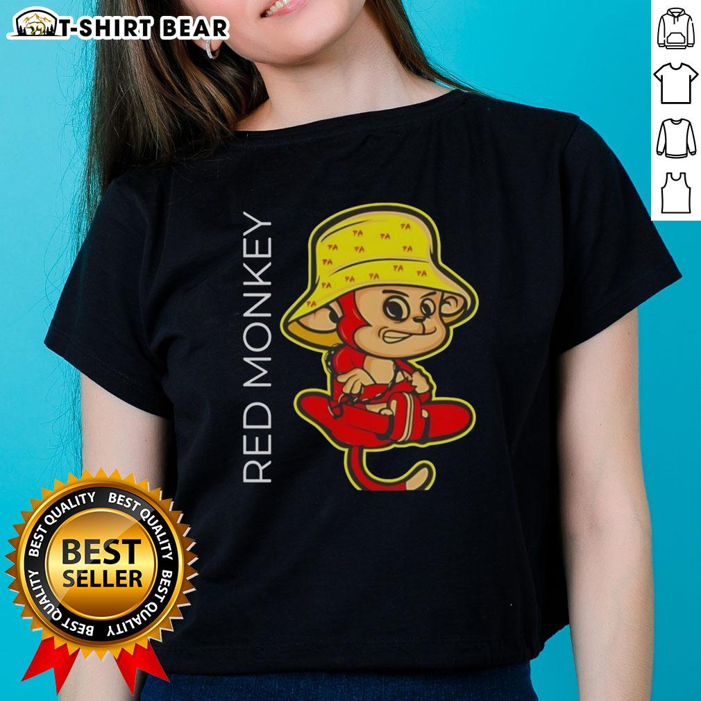 Good Red Monkey Angry Ladies Tee Good Red Monkey Angry Ladies Tee featuring a vibrant red monkey graphic on a stylish women's t-shirt.