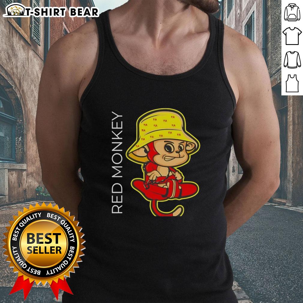 Good Red Monkey Angry Tank Top Angry red monkey wearing a tank top, showcasing a playful and vibrant personality in a colorful setting.