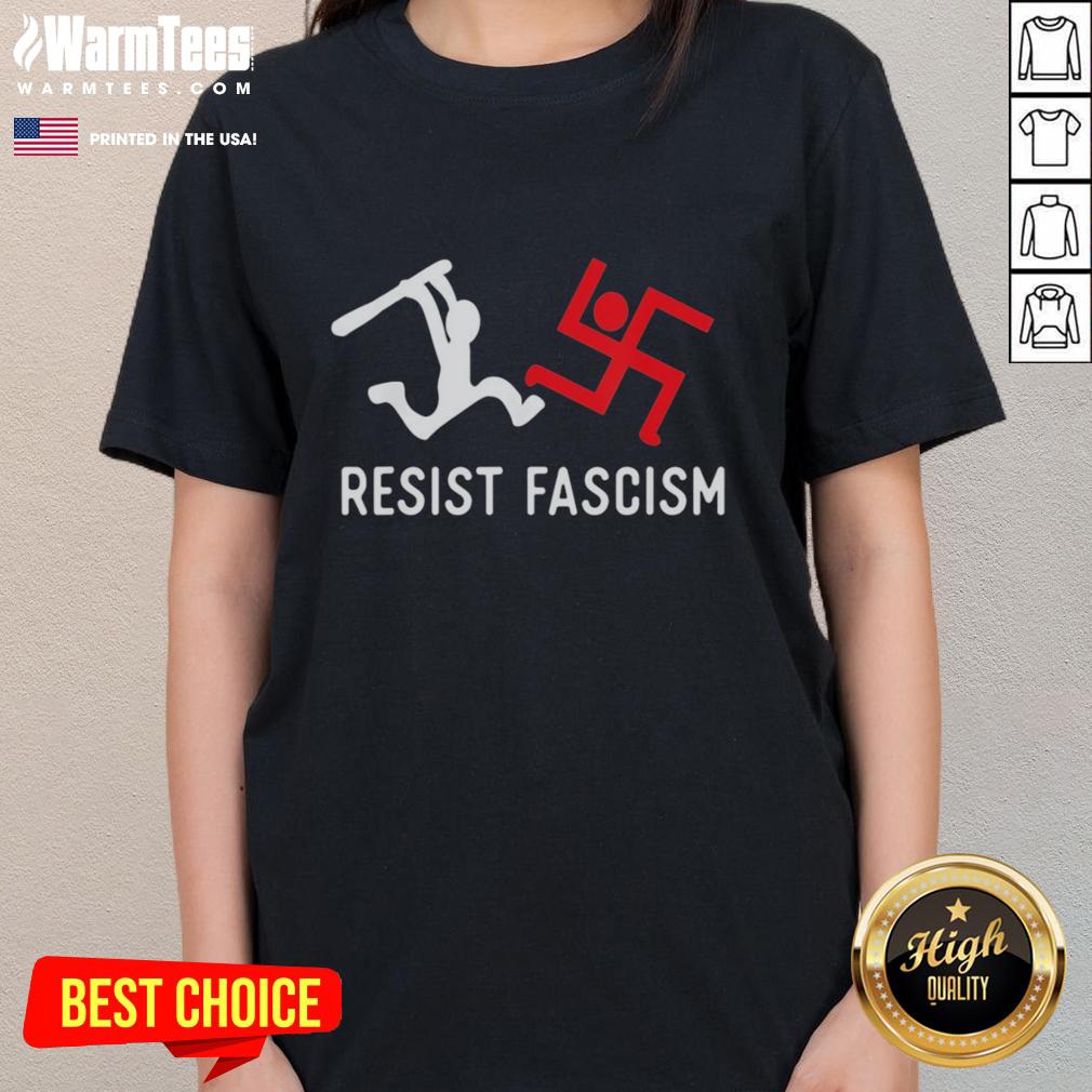 good-resist-fascism-ladies-tee Good Resist Fascism Ladies Tee featuring bold typography on a stylish women's shirt for activism and empowerment.