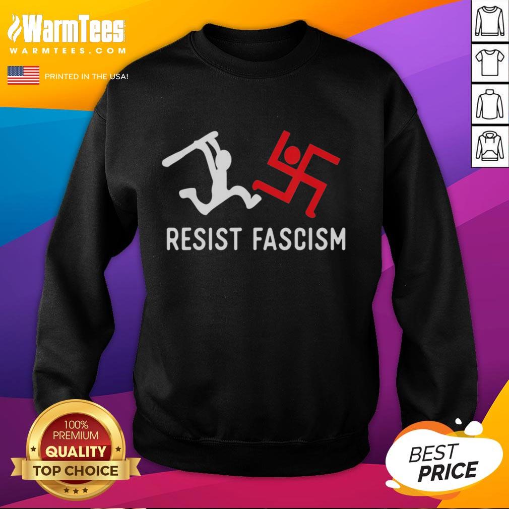 good-resist-fascism-sweatshirt Good Resist Fascism sweatshirt in black, featuring bold white text, perfect for making a statement against oppression.