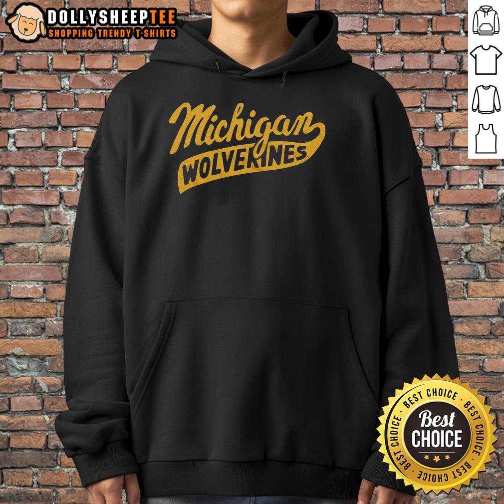 Good Script Michigan Wolverines Hoodie Good Script Michigan Wolverines Hoodie in navy blue featuring logo, perfect for fans and game day wear.