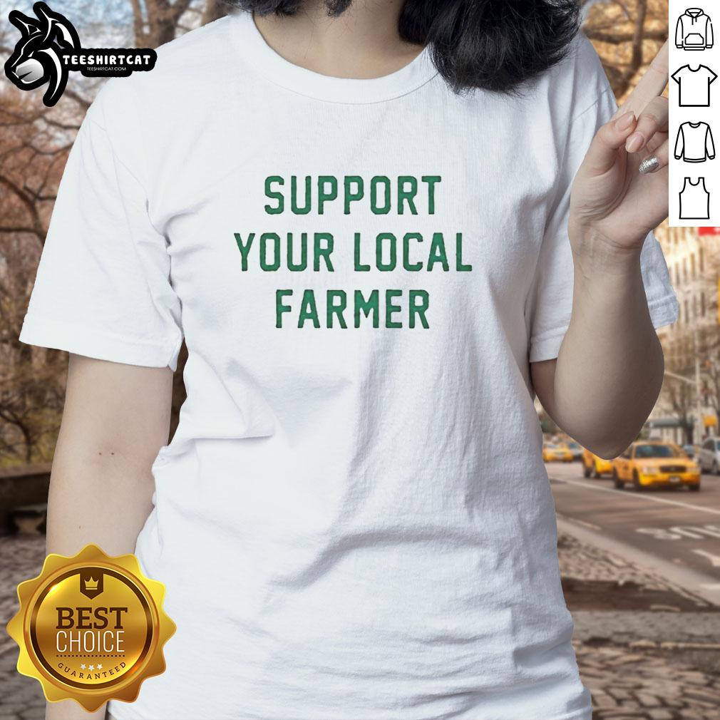 good-support-your-local-farmer-vintage-ladies-tee Vintage ladies tee promoting local farming with a 'Support Your Local Farmer' graphic design in earthy tones.