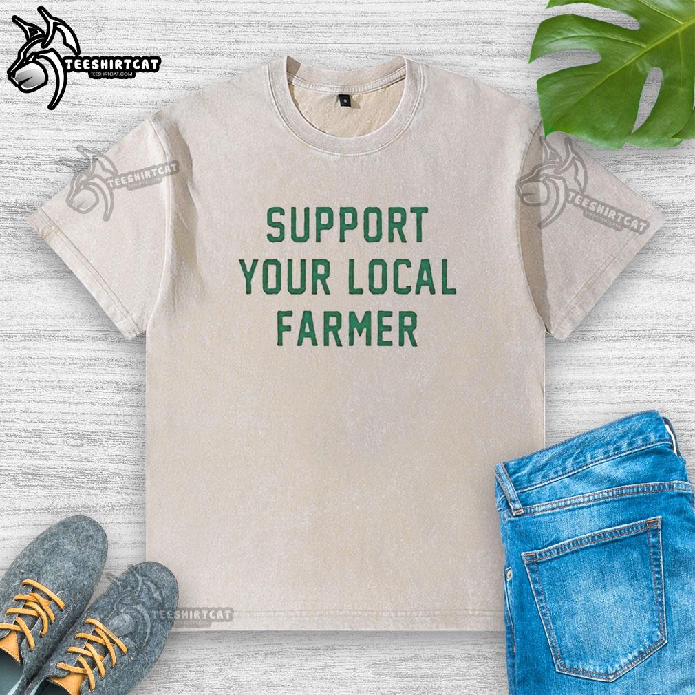 good-support-your-local-farmer-vintage-washed-t-shirt Vintage washed t-shirt with 'Support Your Local Farmer' graphic, perfect for eco-conscious fashion lovers.