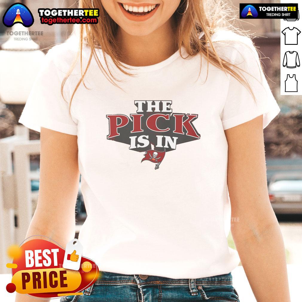 Good Tampa Bay Buccaneers Pick Is In Ladies Tee Good Tampa Bay Buccaneers Pick Is In Ladies Tee featuring team colors and logo, perfect for female fans.