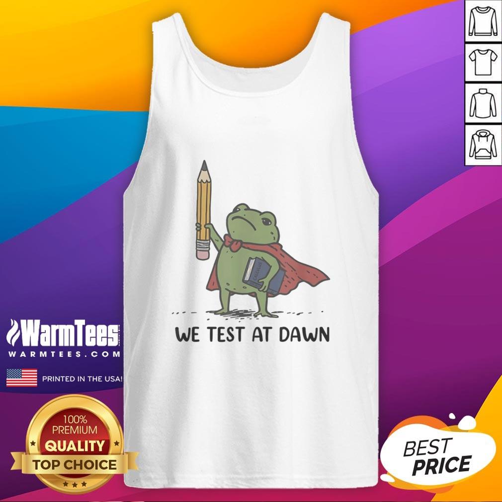 good-teacher-frog-holding-giant-pencil-and-calculus-boook-we-test-at-dawn-tank-top Good teacher frog holding a giant pencil and calculus book, wearing a 'We Test at Dawn' tank top, cheerful and inspiring.