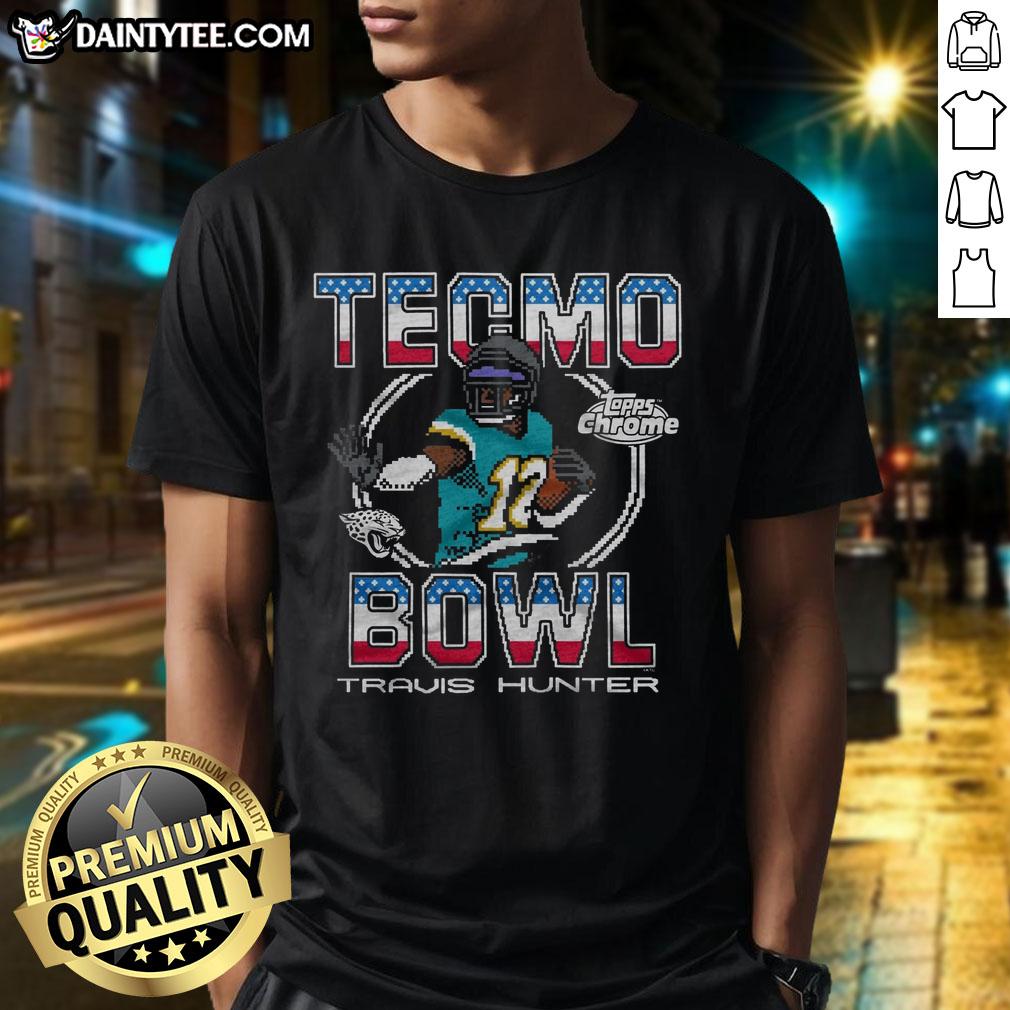 good-tecmo-bowl-x-topps-chrome-jaguars-travis-hunter-t-shirt Good Tecmo Bowl X Topps Chrome Jaguars Travis Hunter T-Shirt featuring vibrant graphics and a stylish design.