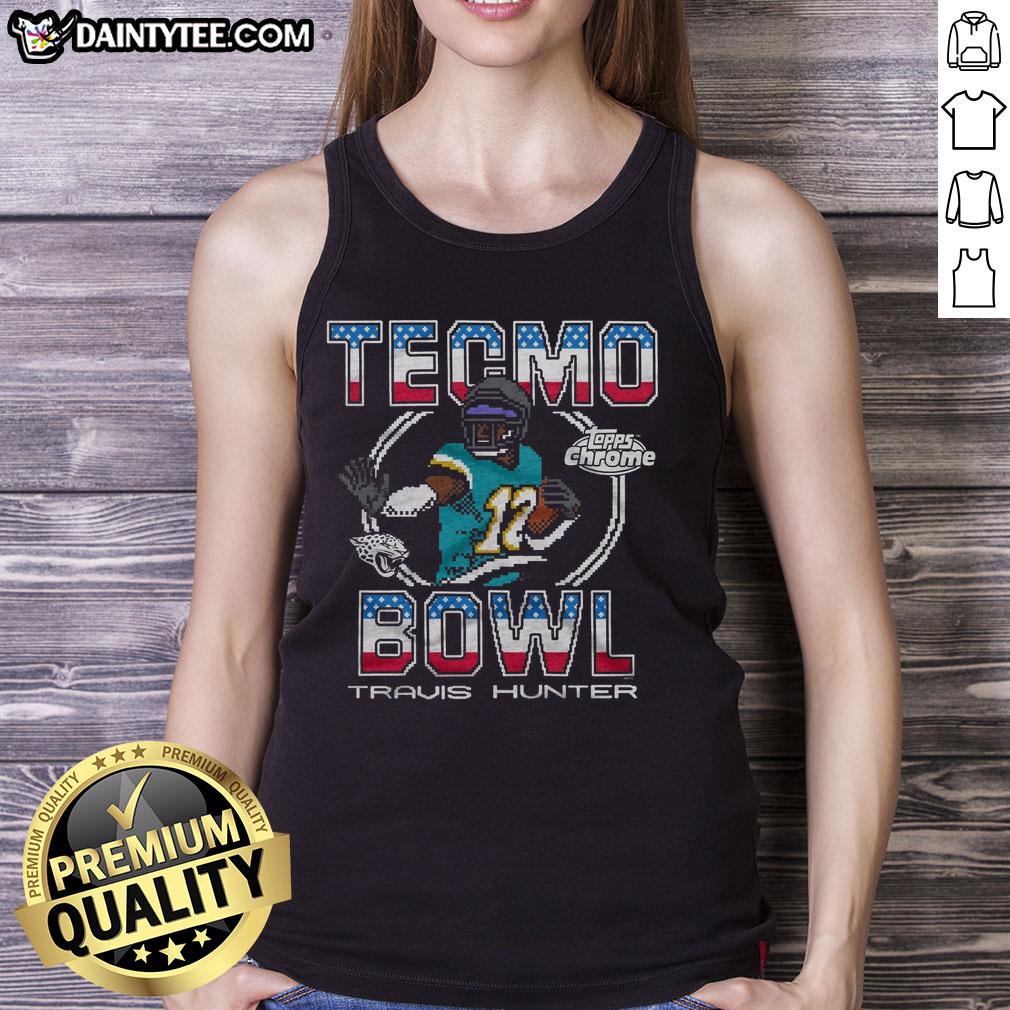 good-tecmo-bowl-x-topps-chrome-jaguars-travis-hunter-tank-top Alt Text: Good Tecmo Bowl X Topps Chrome Jaguars Travis Hunter tank top featuring vibrant design and team logo.