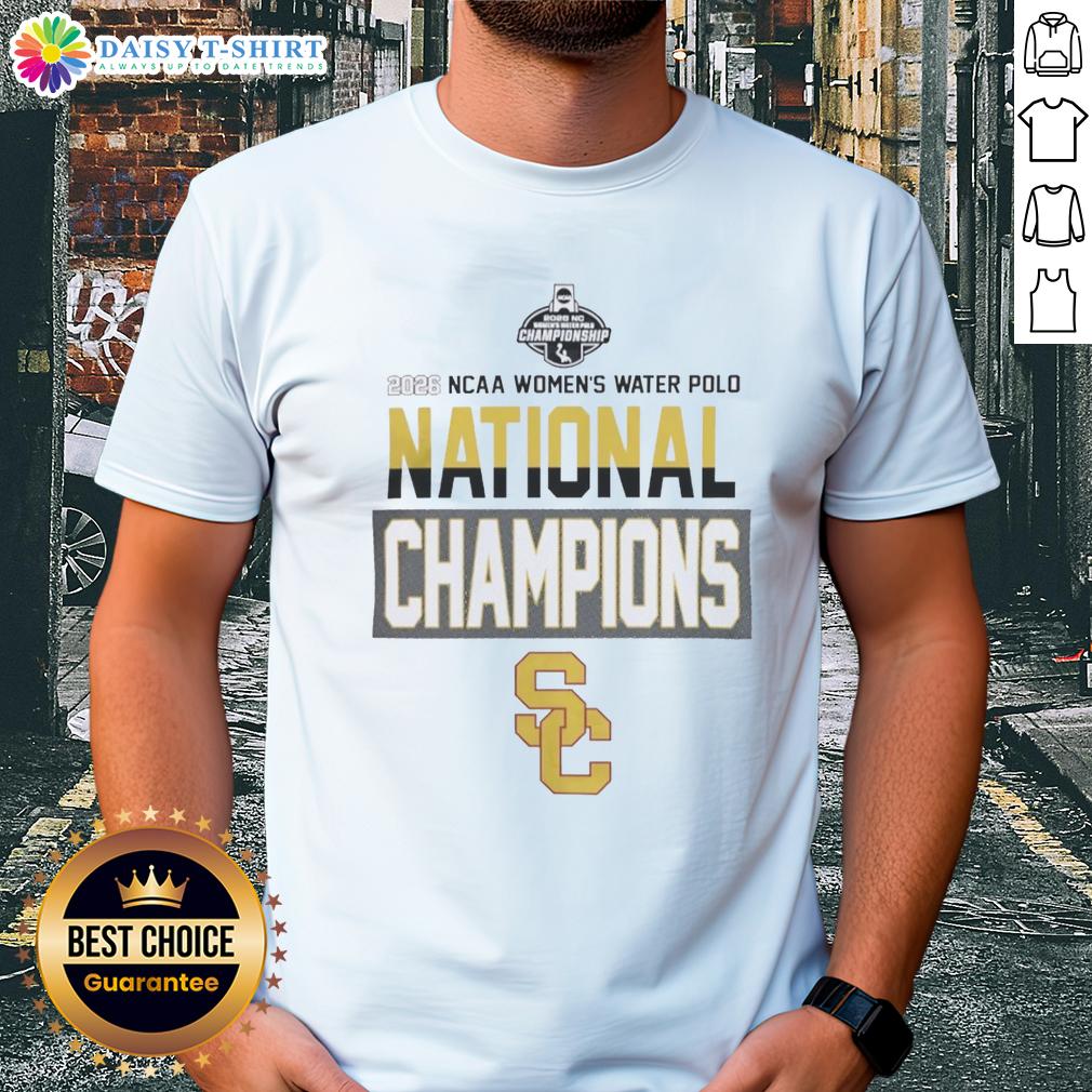 Good University Of Southern California 2026 Nc Women's Water Polo National Champions T-Shirt Alt Text: 2026 NCAA Women's Water Polo National Champions T-Shirt from the University of Southern California, celebrating their victory.