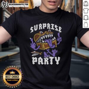 Nice Surprise Party Mimic Chest T-Shirt featuring a vibrant mimic chest design perfect for gaming fans and party lovers.