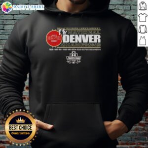 2026 NCAA Division I Men's Hockey National Champions hoodie featuring Denver Pioneers logo and design.