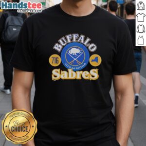 Alt Text: Official Buffalo Sabres Et'S Go Buffalo 716 T-Shirt, showcasing team pride for ice hockey fans.