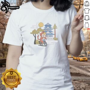 Cute monkey riding a bicycle in Cdawgva style, perfect for a fun ladies tee design.