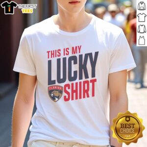 Official Florida Panthers 'This Is My Lucky' T-shirt featuring team logo and bold lettering, perfect for fans.