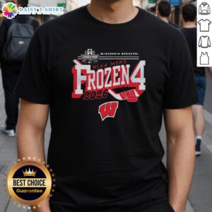 Top Wisconsin Badgers 2026 NCAA Men's Ice Hockey Frozen Four t-shirt featuring team colors and logo on a stylish design.