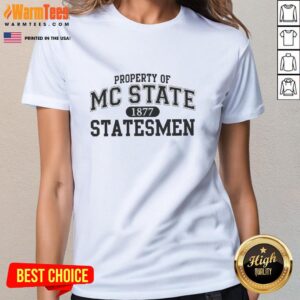 Good Property of McState Statesmen 1877 22 Jump Street Ladies Tee showcasing stylish design and vibrant colors.